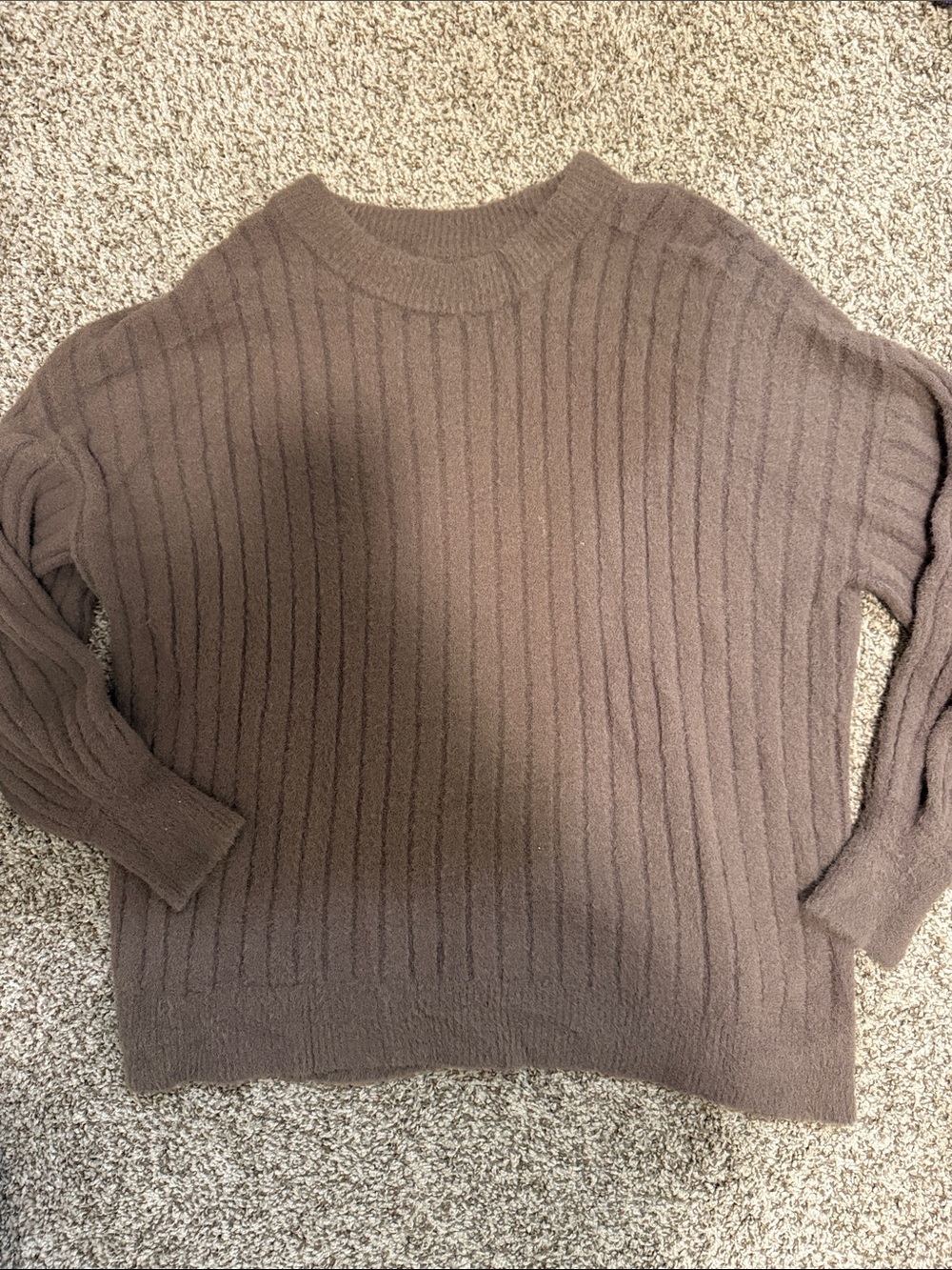 aerie Ribbed Crewneck Sweater - Chocolate Brown